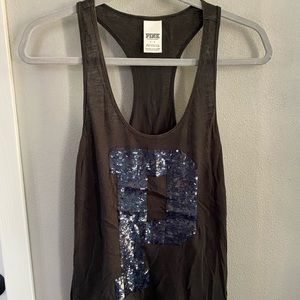 Victoria’s Secret Pink Black Sequin Tank Top